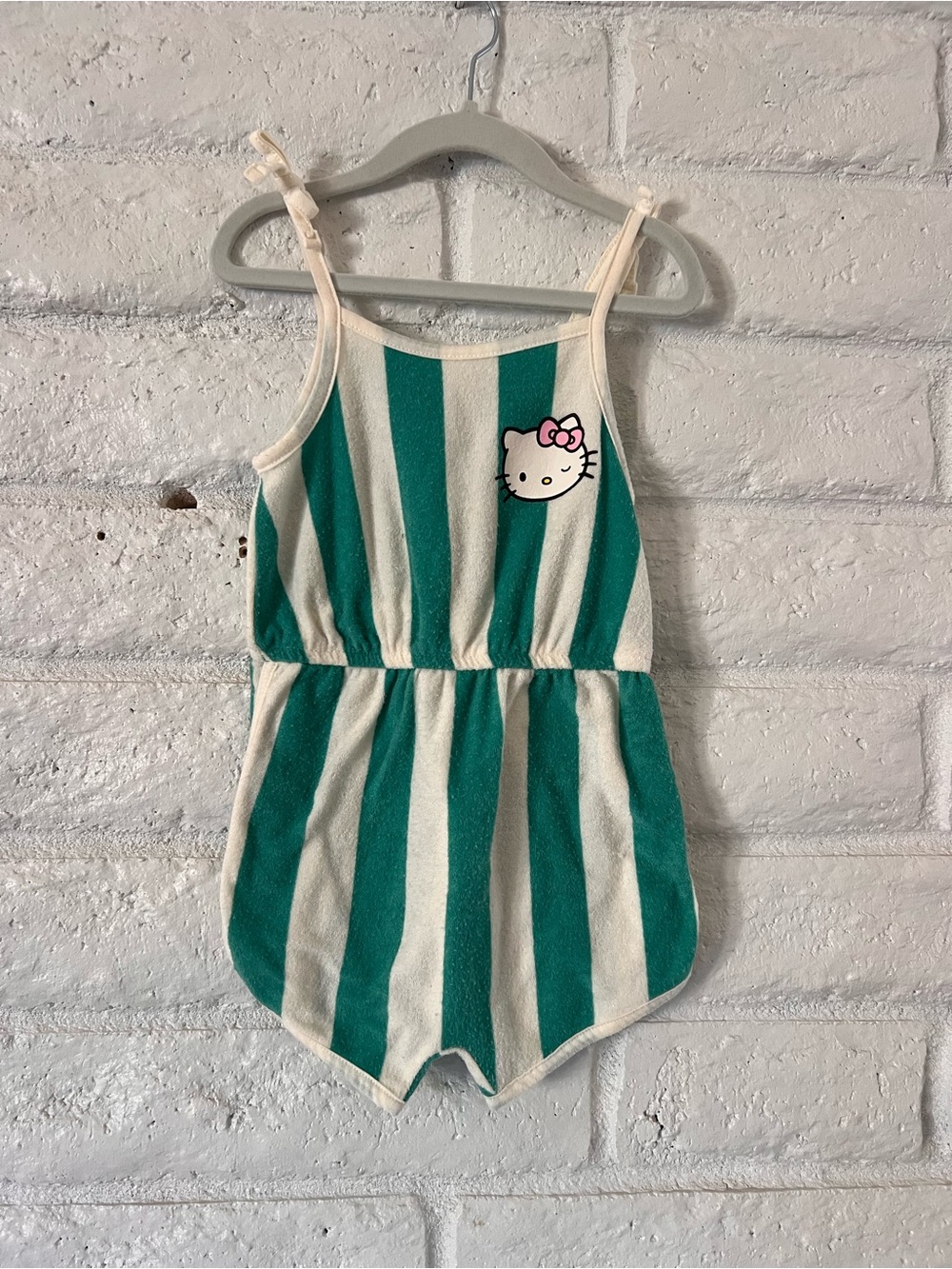 Hello Kitty Teal & Cream Striped Girls Romper